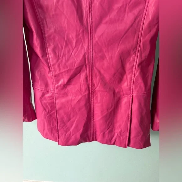 ANTHROPOLOGIE PINK HUTCH VEGAN LEATHER BLAZER SIZE SMALL - Picture 14 of 15